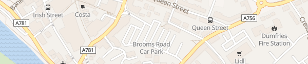 Karte Brooms Road Car Park Dumfries
