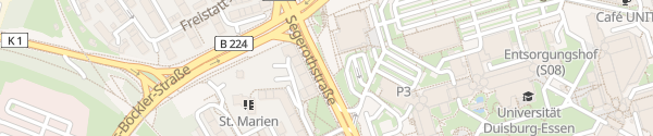 Karte Uni - Segerothstraße Essen