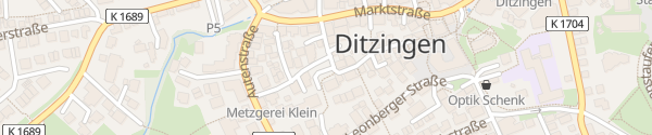 Karte Parkplatz P2 Mittlere Straße Ditzingen